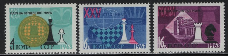 RUSSIA  2742-2744, (3) SET,  HINGED, 1963 King and pawn