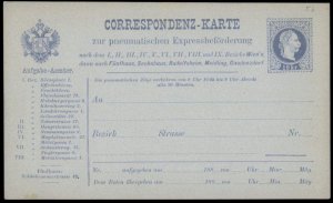 Austria Empire Rohrpost Pneumatic Mail Postal Stationary Card G62330