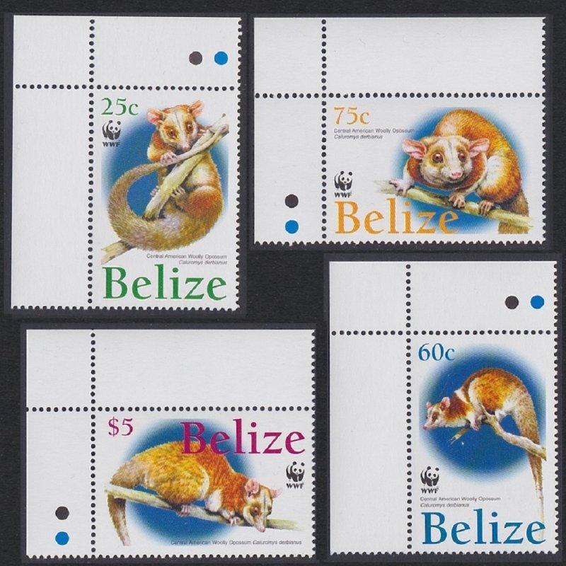 Belize WWF American Woolly Opossum 4v Corners 2004 MNH SC#1177-1180