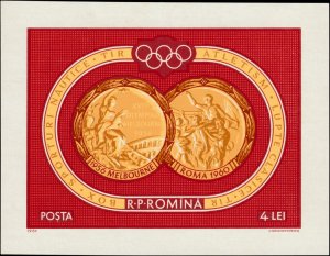 Romania 1961 MNH Stamps Souvenir Sheet Sport Olympic Games Medals