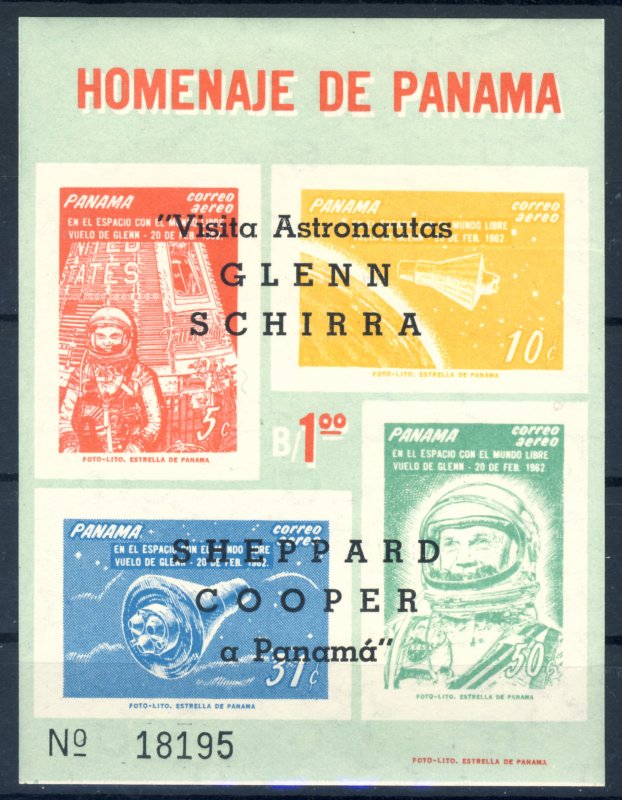 1963 Panama MNH OG Souvenir sheet visit of 4 astronauts from USA