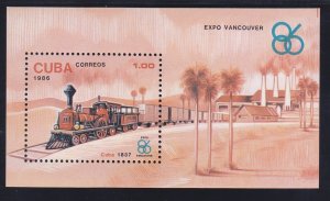 Cuba 2869 MNH 2869 EXPO Vancouver US Locomotive Pulling Cuban Sugar Train SS