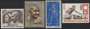 INDIA 1969 Sc 497-500 Mint NH MNH Gandhi Centenary VF
