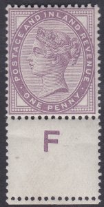 1d lilac control F perf single With extra horiz row of perfs MOUNTED MINT 