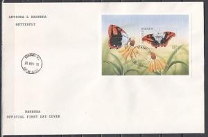 Barbuda, Scott cat. 1679. Butterfly s/sheet. Large First day cover. ^