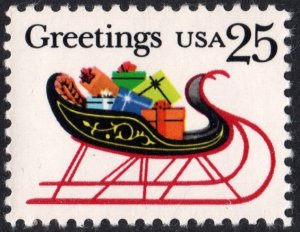 SC#2428 25¢ Christmas: Sleigh & Presents Single (1989) MNH