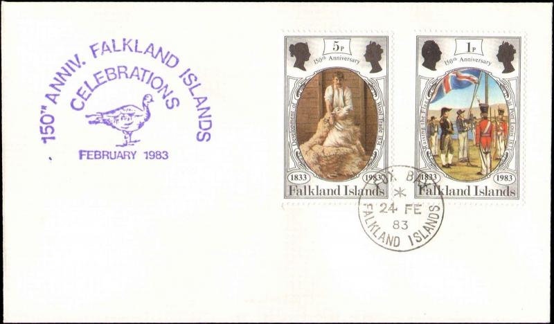 1983 FALKLAND ISLANDS FOX BAY ANNIVERSARY CACHET