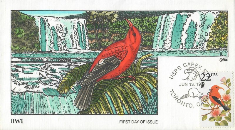 Scott #2311 - FDC- 22c North American Wildlife - Iiwi - Collins # M 1226
