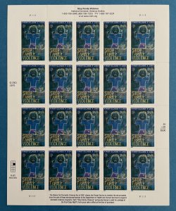 Scott B3 STOP FAMILY VIOLENCE Pane of 20 US Semi-Postal FC Stamps MNH 2004 