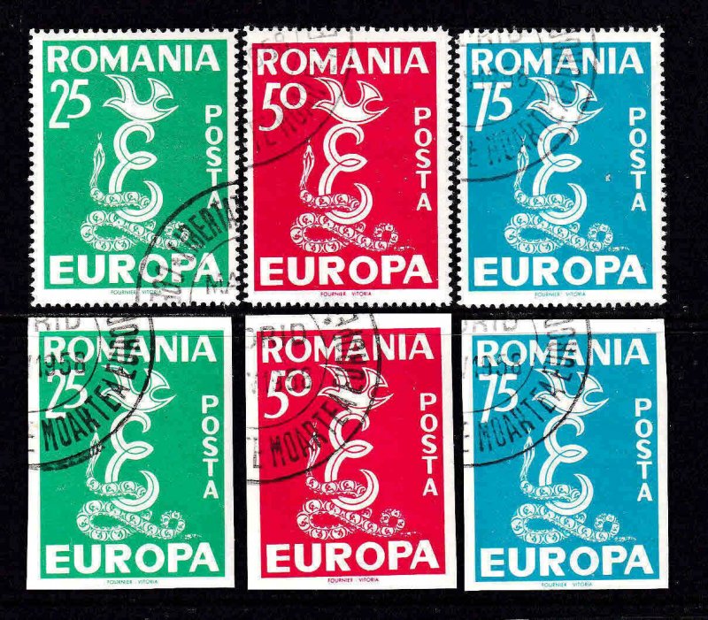 ROMANIA PRIVATE PRINT 1958 EUROPA THEME PERF-IMPERF SETS CDS VF SOUND