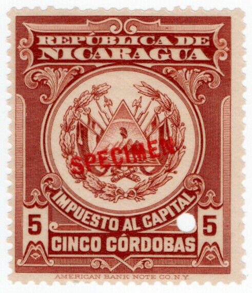 (I.B) Nicaragua Revenue : Capital Tax 5CD (ABN Specimen)