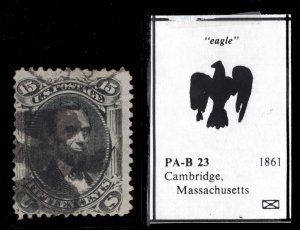 MOMEN: US STAMPS #77 USED FANCY EAGLE CANCEL PF CERT LOT #89562