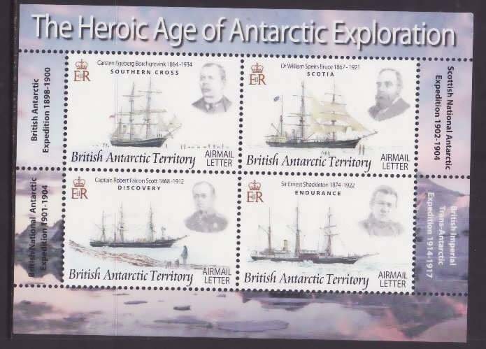 British Antarctic Territory-Sc#399- id9-unused NH sheet-Ships-2008- 