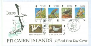 Pitcairn Islands 457-466 1996 Birds (world wildlife fund) set of six/on a cacheted unaddressed first day cover.