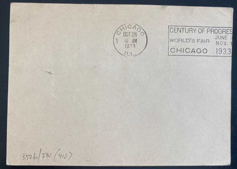 1933 Germany Graf Zeppelin Century of Progress PC Cover to Chicago IL Usa # C 43