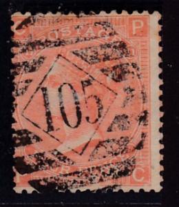 Great Britain 1865 QV 4d vermilion  Bracknell Numeral Duplex Plate-11 F/VF/(o)