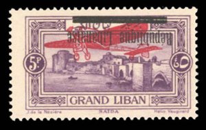 Lebanon #C19var (YT 23a) Cat€120, 1927 5p violet, overprint inverted, hinged