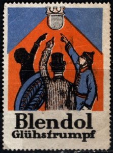 Vintage German Poster Stamp Blendol Incandescent Lamp Mantles Unused