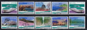 Japan 2016 Sc#3980a-j Opening of the Hokkaido Shinkansen Line Used