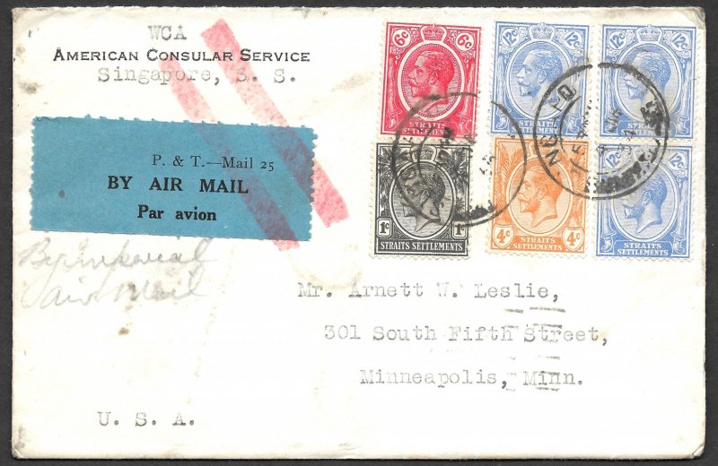 Doyle's_Stamps: 1934 Straits Settlement U.S. Consulate Cover