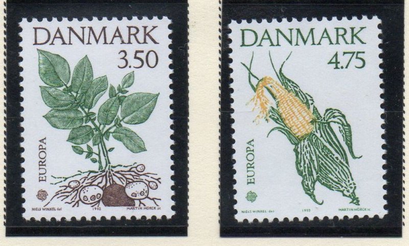 Denmark  Scott 959-60 1992 Europa stamp set mint NH