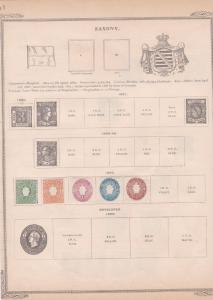 saxony 1863 stamps on album page ref r11391