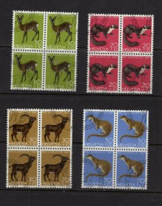 Switzerland #B370-73 (1967 Animals semi-postal set) VF used blocks of 4 CV $5.00