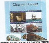 CHAD - 2020 - Charles Darwin, Ships - Perf 4v Sheet - Mint Never Hinged