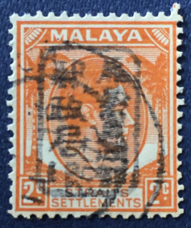 Malaya Japanese Occupation opt Straits  KGVI 2c (Black opt) Used SG#J148a M5109