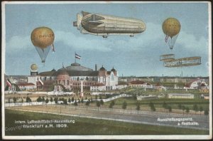 Germany 1909 International Air Show ILA Zeppelin Balloons Cover USED Exp G110850