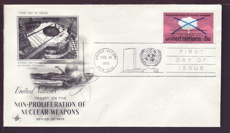 UN New York Nuclear Weapons 1972 Artcraft U/A FDC BIN 12915