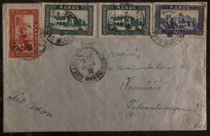 1938 Casablanca Morocco Airmail cover To Kroměříž Czechoslovakia