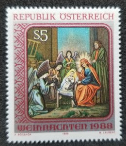 *FREE SHIP Austria Christmas 1988 Holy Family With Angels (stamp) MNH