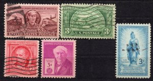 US Stamp - 5 different used stamps