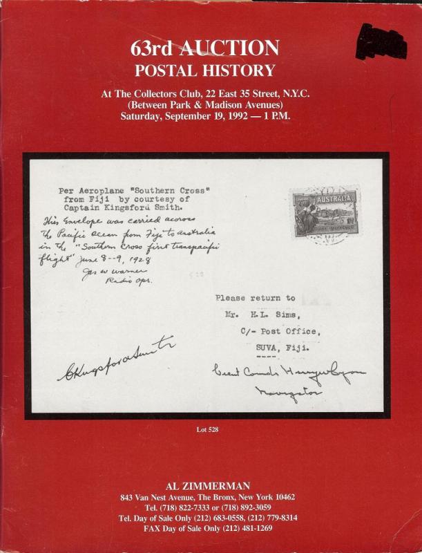 Zimmerman: Sale # 63  -  63rd Auction: Postal History, Al...