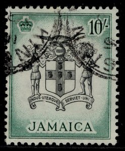 JAMAICA QEII SG173, 10s black & blue-green, FINE USED. Cat £23.