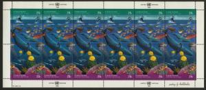 United Nations NY 604a Sheet MNH Whales, Fish, Marine Life, Clean Oceans