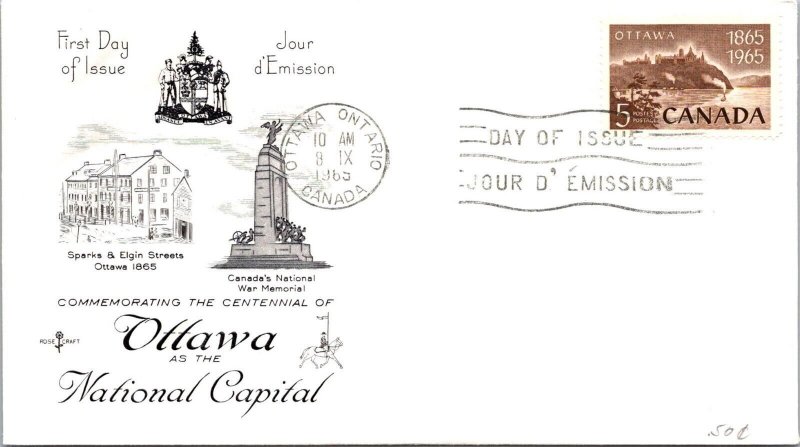 Canada 1965 FDC - Centennial Of Ottawa As Nat'l Capital - Ottawa, Ont - J8969