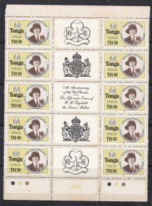 TONGA ^^^^^ sc# 610  Rarer  MNH  BLOCK of 10 ( Girls GUIDES)$99.25@ta1200tonga