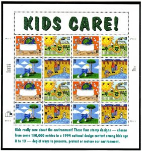 US  2951-54  Kids Care 32c - Pane of 16  - MNH - 1995 - P111111 UR