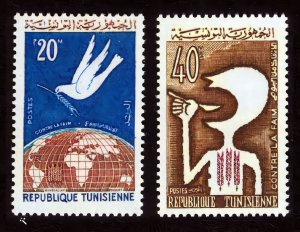 Tunisia 1963 Sc#435/436 DOVE/HUNGER/FREEDOM FROM HUNGER Set (2) MNH