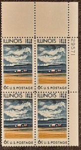 US Scott # 1339; 6c Illinois from 1968; mnh, og, F/VF; plate block of 4;