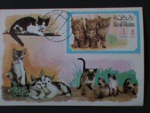 ​RAS AL KHAIMA-1971 WORLD FAMOUS BEAUTIFUL LOVELY CATS-CTO-IMPERF S/S VF