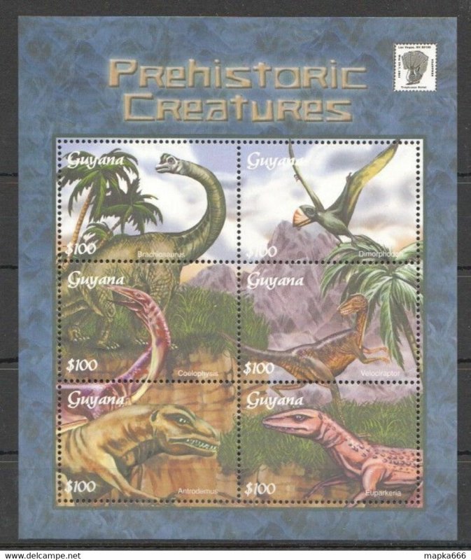 2001 Guyana Fauna Reptiles Prehistoric Creatures Dinosaurs 1Kb ** Stamps Pk009