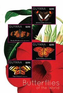 Guyana - 2012 - Butterflies Of The World  - Sheet Of 4 - MNH