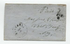 1850s Bushnell IL stampless cover small paid 3 rate [5806.282]