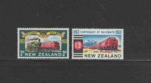 NEW ZEALAND #362-363 1963 CENTENARY OF NEW ZEALAND RAILWAYS MINT VF NH O.G
