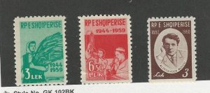 Albania, Postage Stamp, #550-551, 555 Mint LH, 1959-1960
