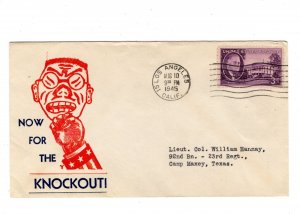Patriotic WWII Japan Soldier Uncle Sam Fist Los Angeles CA 1945 Cover H11