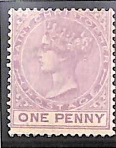 Saint Kitts/Nevis 1882, 1d, WM CA-Crown, perf. 14, unused, Unused (hinged)
